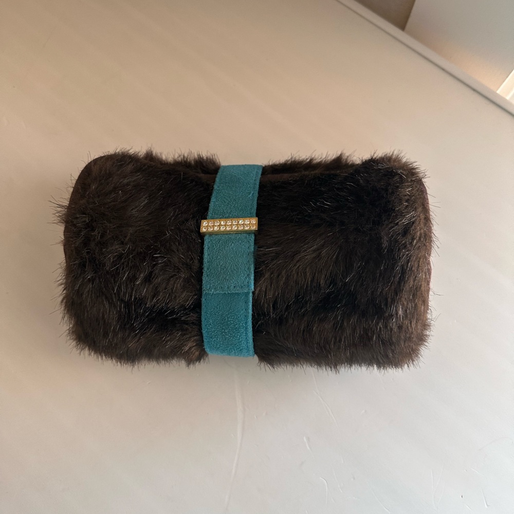Stephanie Johnson Faux Fur Roll Up Jewelry Bag